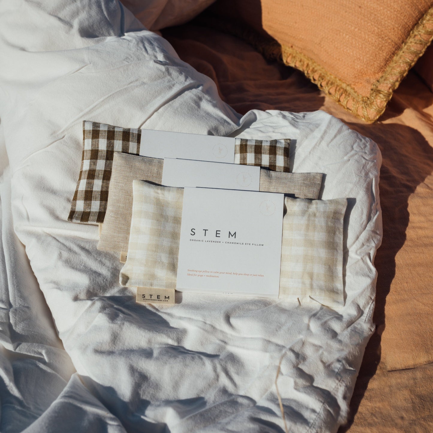 LAVENDER + CHAMOMILE EYE PILLOW - OLIVE GINGHAM (Limited Edition)