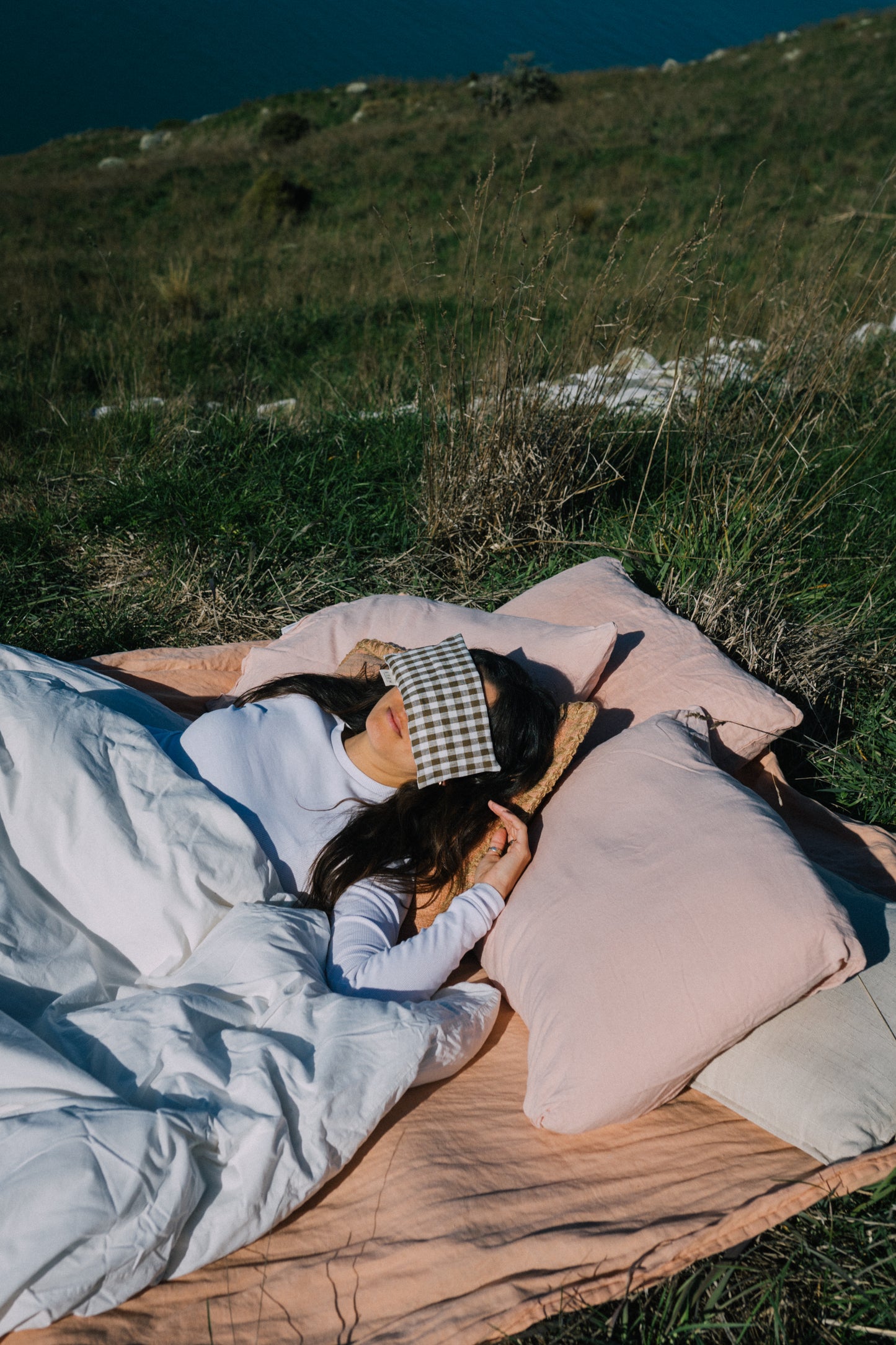 LAVENDER + CHAMOMILE EYE PILLOW - OLIVE GINGHAM (Limited Edition)