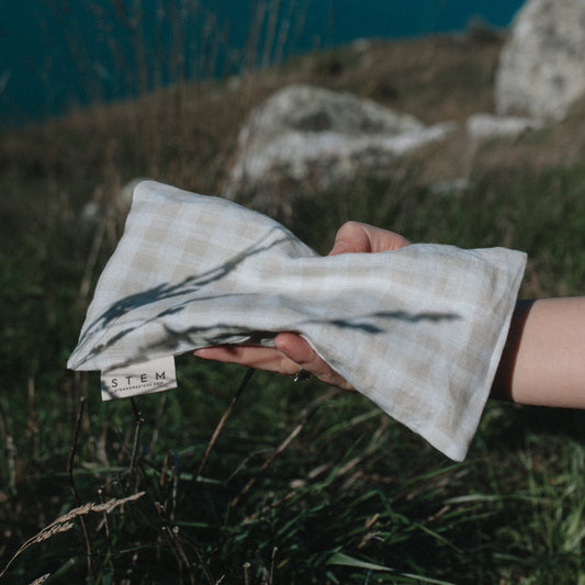 Lavender + Chamomile Eye Pillow - Bone Gingham ** PRE-ORDER **