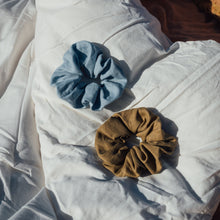 Load image into Gallery viewer, LINEN SCRUNCHIES IN POWDER BLUE + TUSSOCK (Limited Edition)
