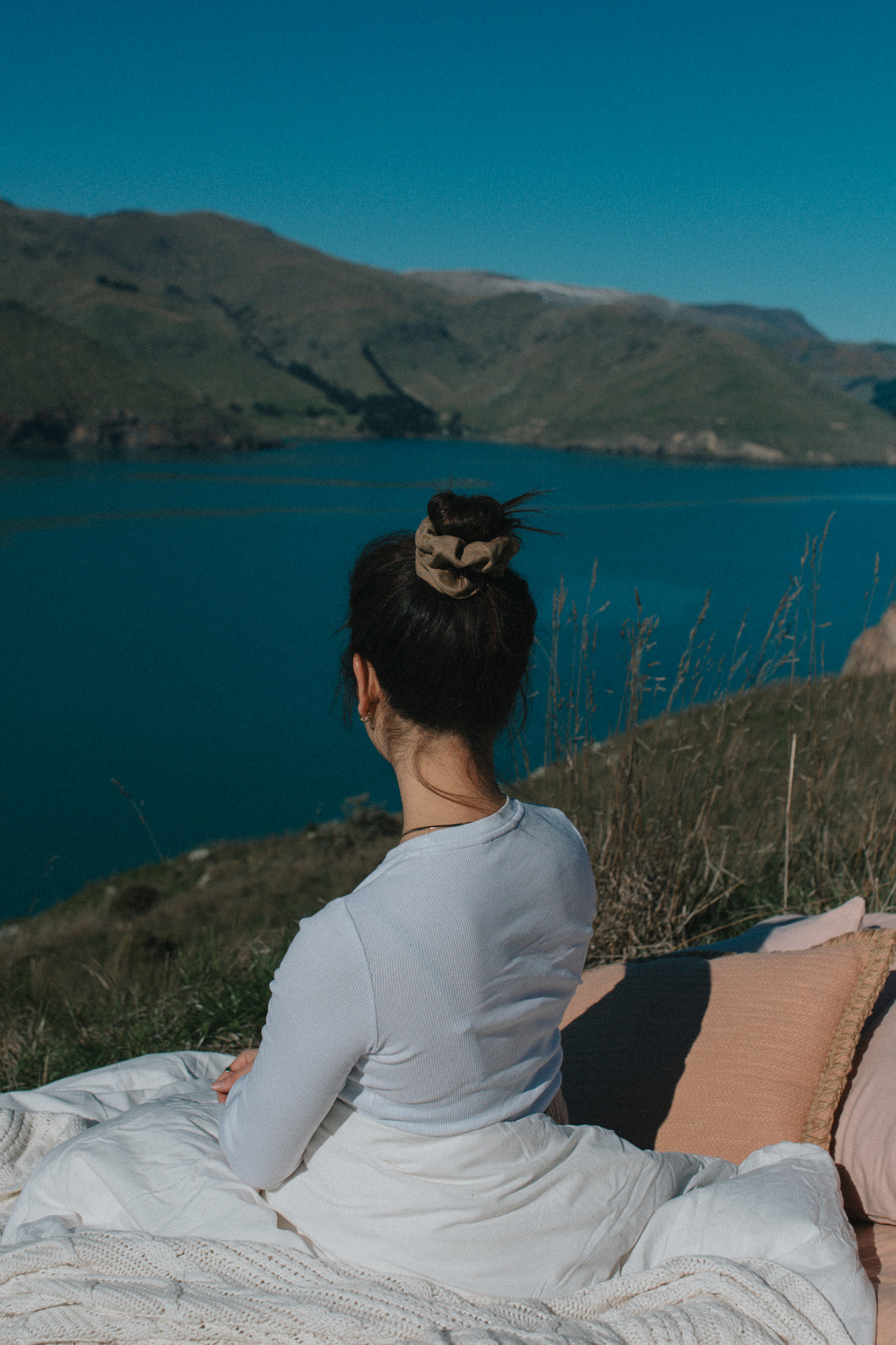 LINEN SCRUNCHIES IN POWDER BLUE + TUSSOCK (Limited Edition)