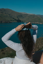 Load image into Gallery viewer, LINEN SCRUNCHIES IN POWDER BLUE + TUSSOCK (Limited Edition)
