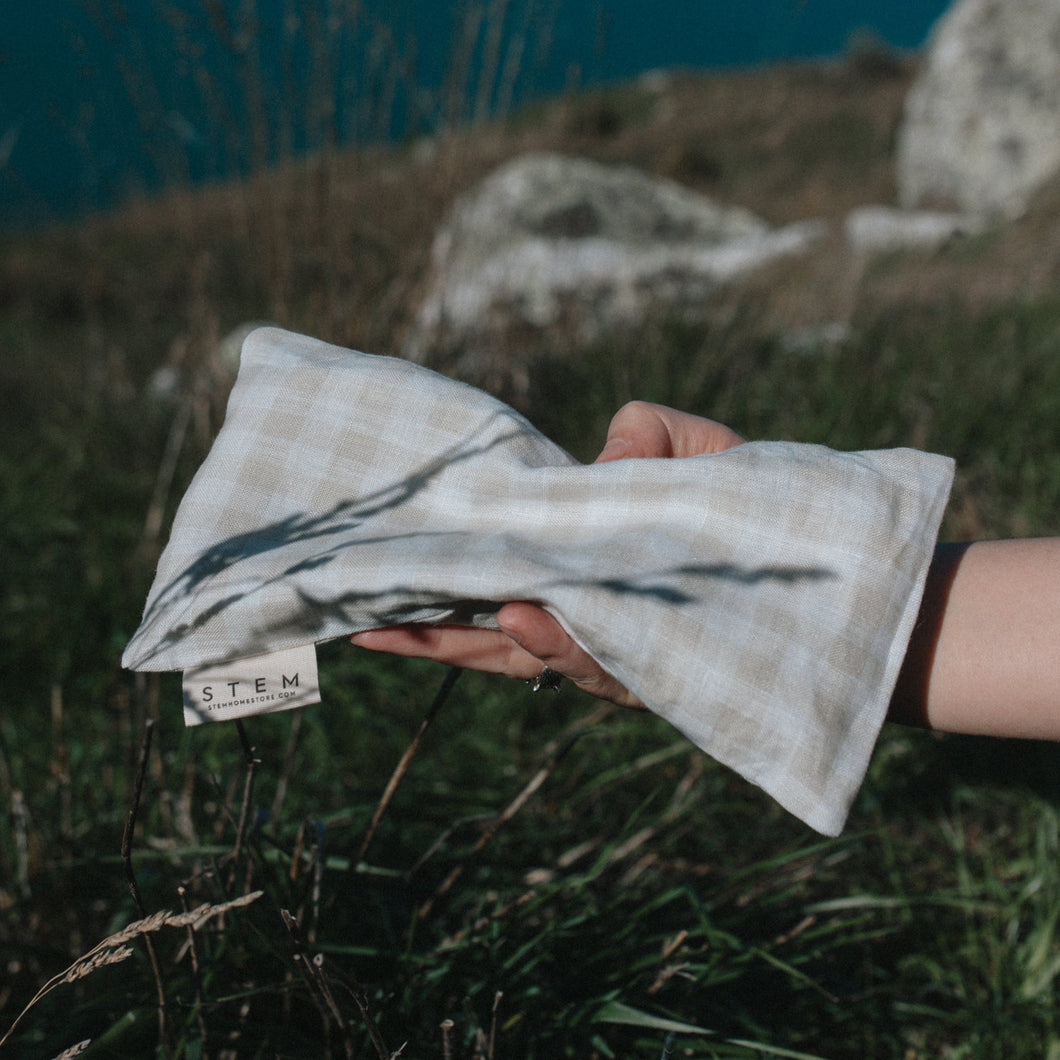 LAVENDER + CHAMOMILE EYE PILLOW - BONE GINGHAM (Limited Edition)