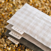 Load image into Gallery viewer, ***PREORDER*** LAVENDER + CHAMOMILE EYE PILLOW - BONE GINGHAM
