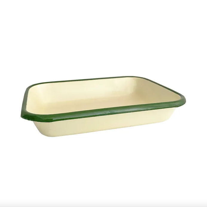 BAKING TRAY 26X18CM - IVORY CREAM/GREEN