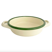 Load image into Gallery viewer, ENAMEL SERVICE PAN W/HANDLE 18CM - IVORY CREAM/GREEN
