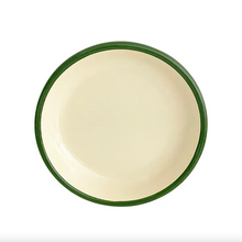 Load image into Gallery viewer, ENAMEL SERVICE PLATE 20CM IVORY CREAM/GREEN
